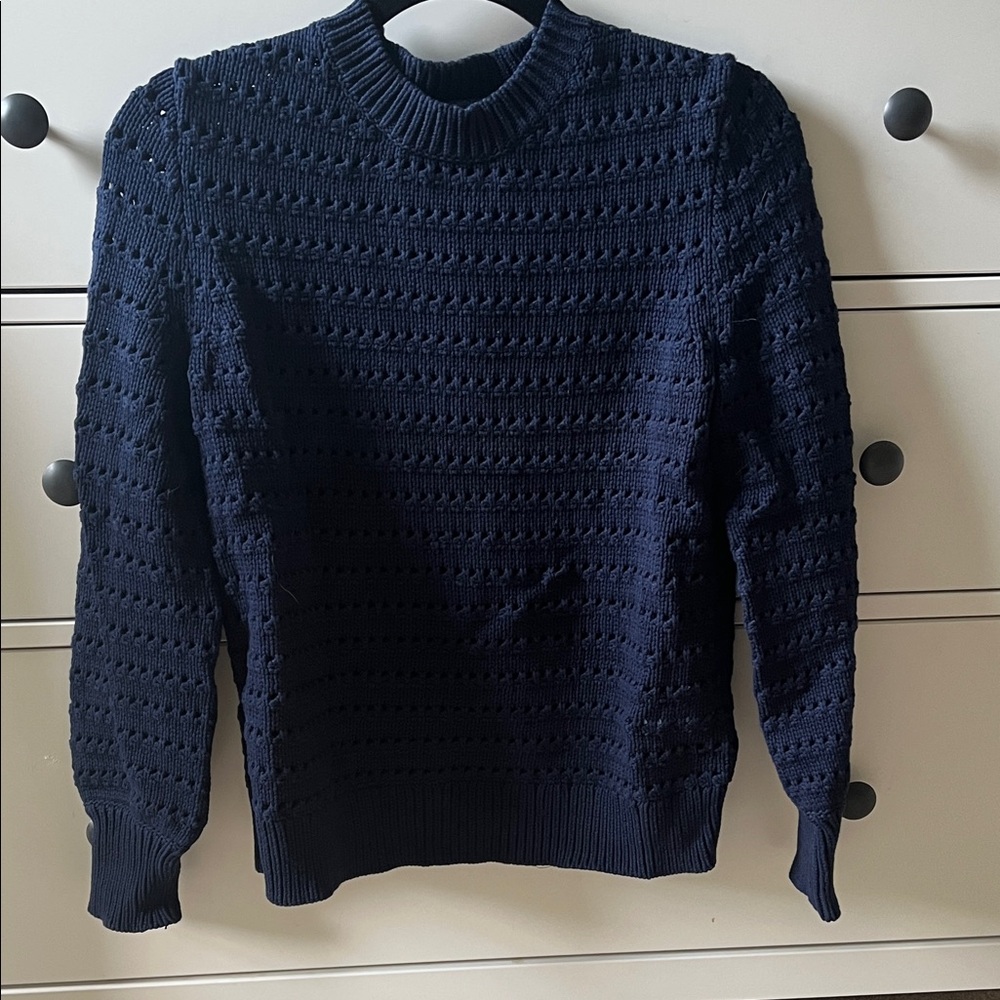 J. Crew Textured Navy Crewneck Sweater